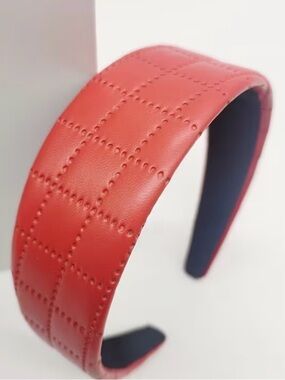 Quilted Red Faux Leather Headband